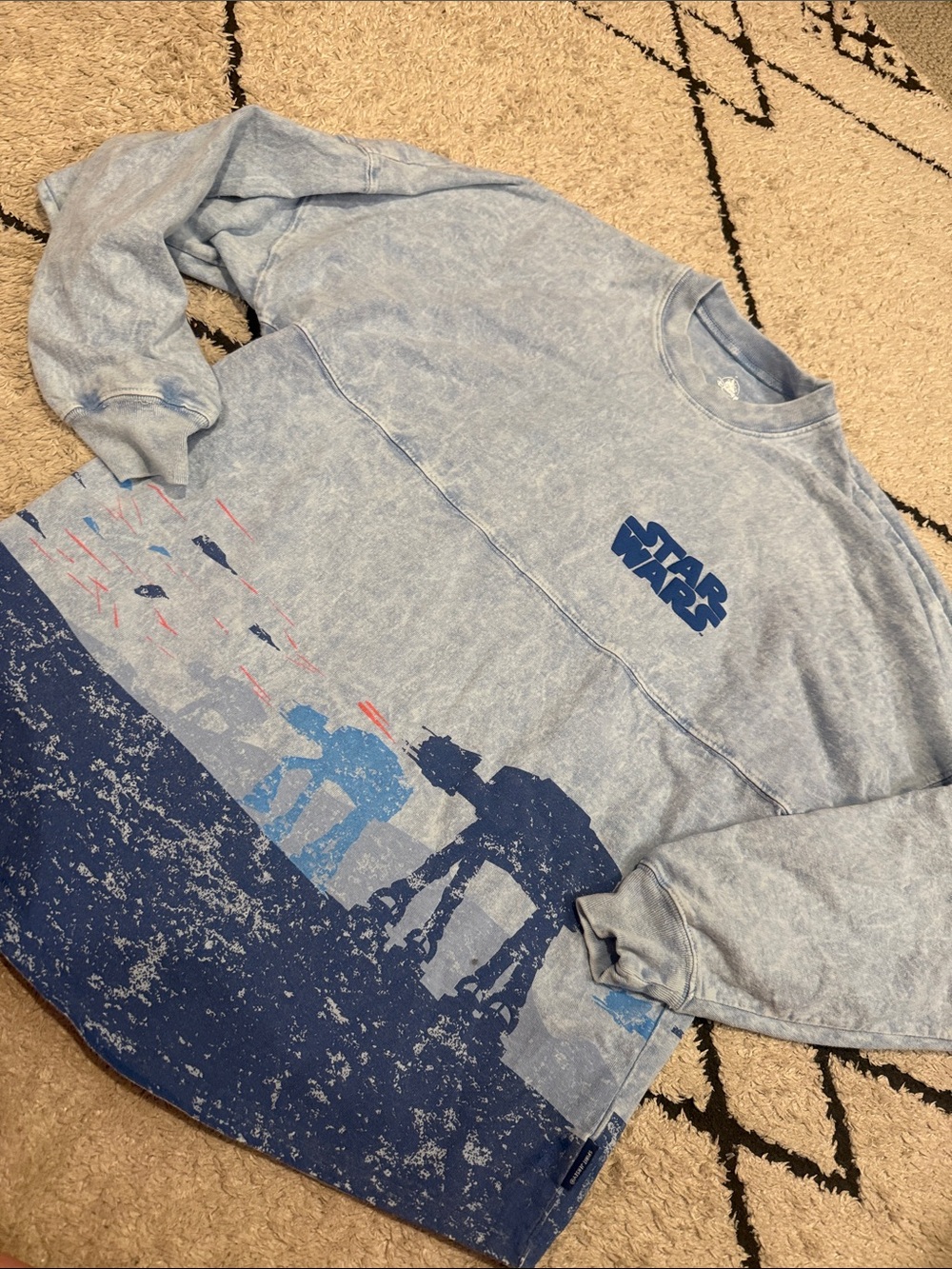 disney spirit jersey Star Wars Light Blue Graphic Sweatshirt xs